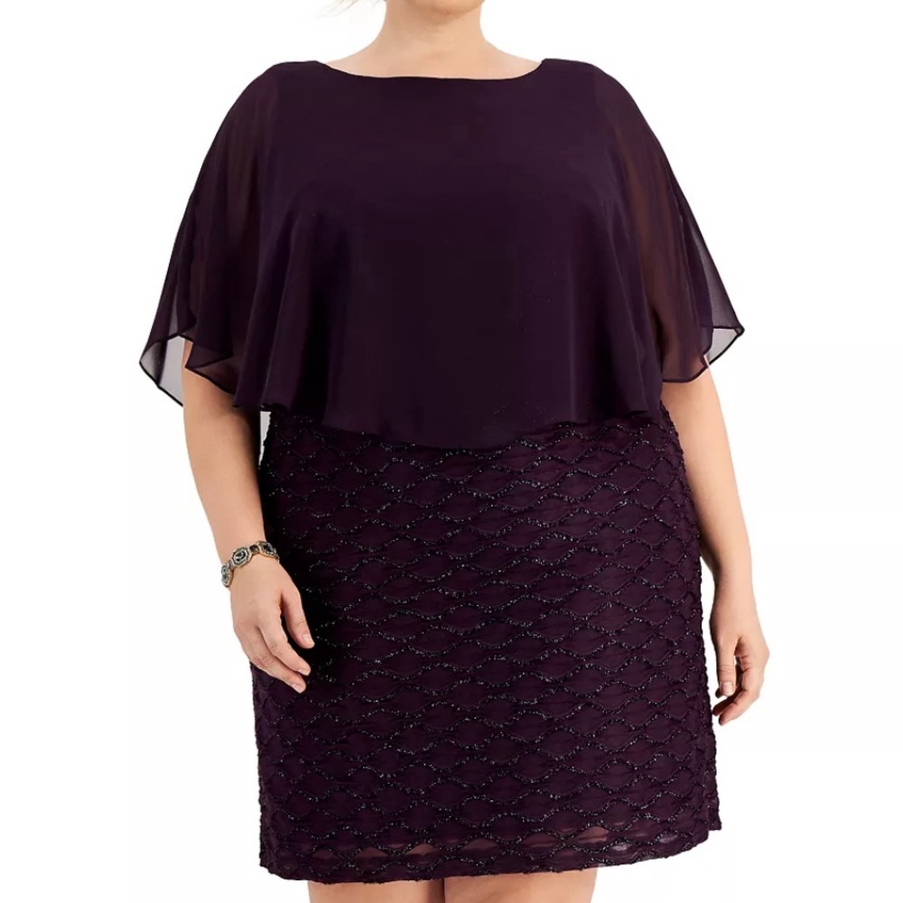 Women’s Formal Dress Plus Size 24W CONNECTED
Purple Overlay Sheath Dress NEW